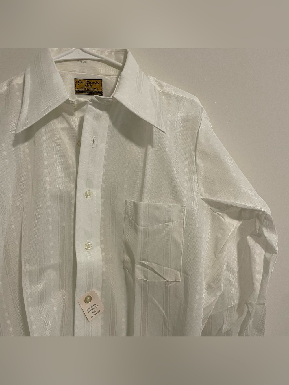 Vintage 70s 80s White Button Up Essleys Western Wear Dress Shirt Size M